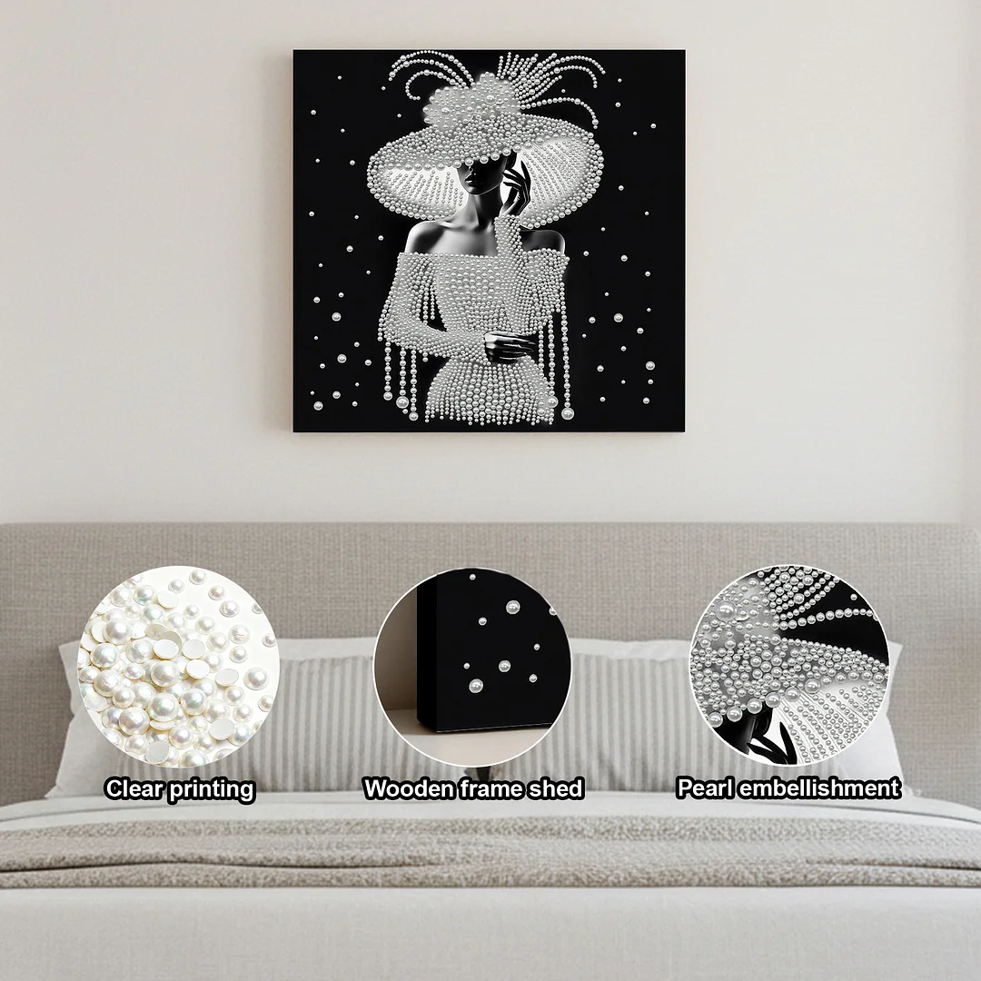 Elegant Lady - DIY Pearl Diamond Art Kit With Frame 30*30cm
