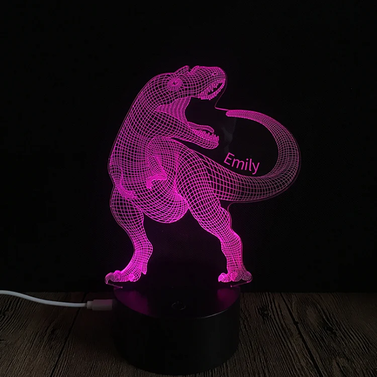 Personalized Dinosaur Night Light Custom Name Changeable Color Lamp