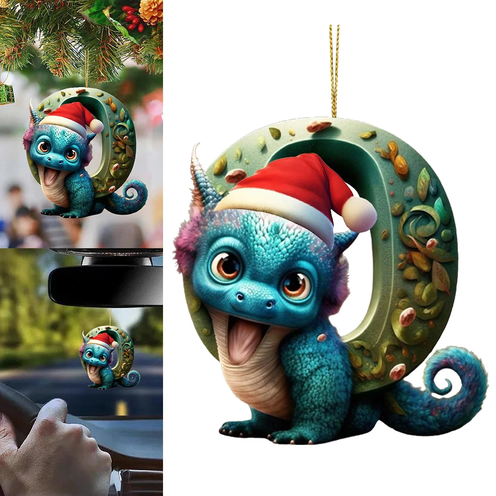 Christmas Cute Dragon Pendants Acrylic Letter Shaped Exquisite for Xmas Tree Car