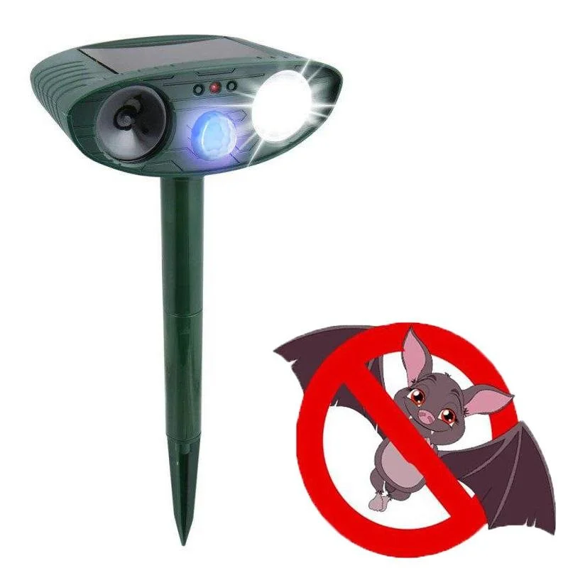 Bat Outdoor Ultrasonic Repeller - Solar Powered Ultrasonic Animal & Pest Repellant - Get Rid of Bats in 72 Hours