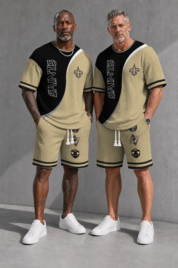 New Orleans Saints  Men&rsquo;s Jacquard Cable-Knit Tee & Shorts Set