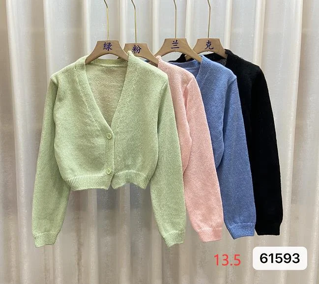 Uveng Uveng Version Of The Chic Temperament V Collar Short Knitted Cardigan Women's Spring And Autumn New Soft-Creinous Sweater Coat Thin Top