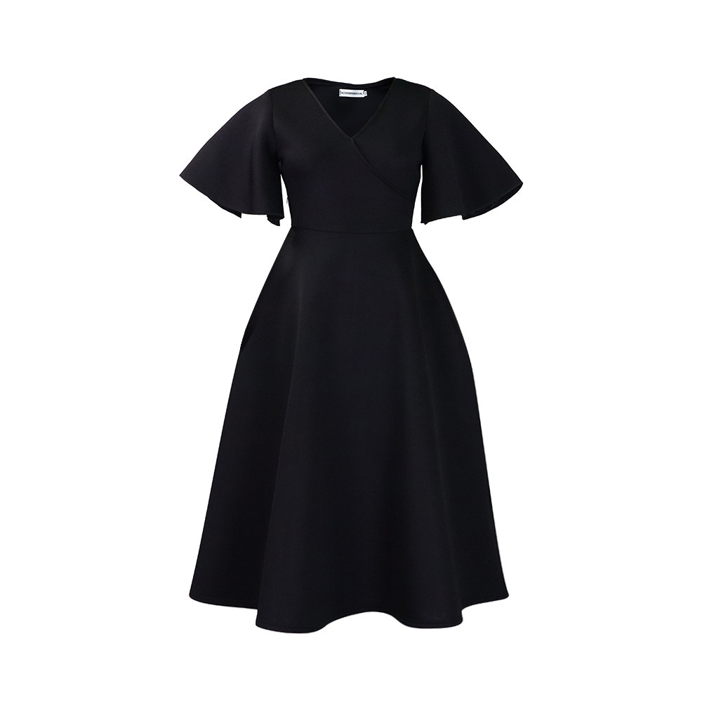 Mature Women Casual Summer V-neck A- Line Skirt Dress