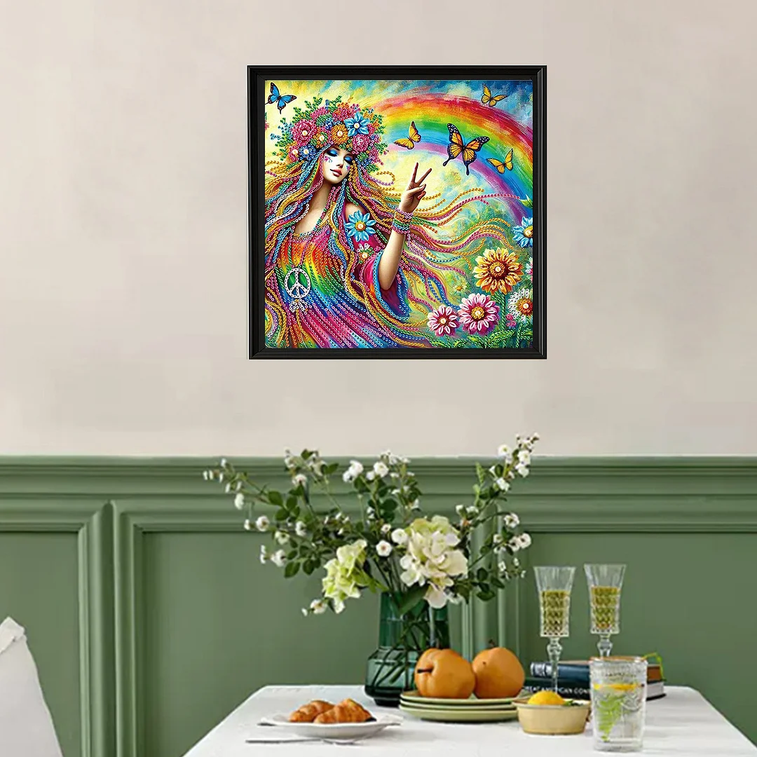 Diamond Painting - Partial Special Shaped Drill - Flower Hippie(Canvas|30x30cm)