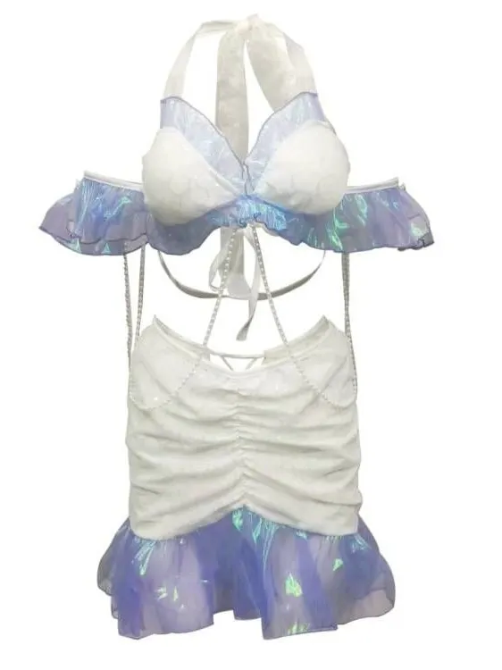 Mermaid wave muslin suit set