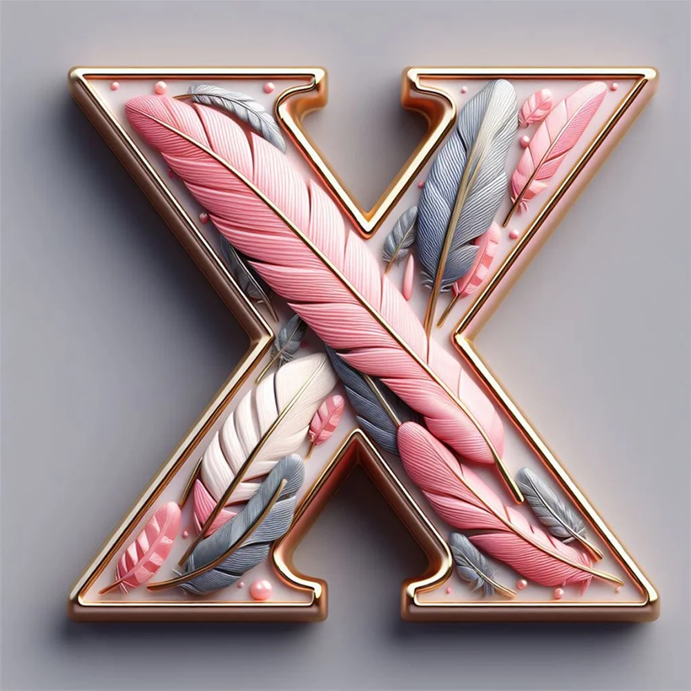 Diamond Painting - Full Round Drill - Feather Alphabet(Canvas|30*30cm)