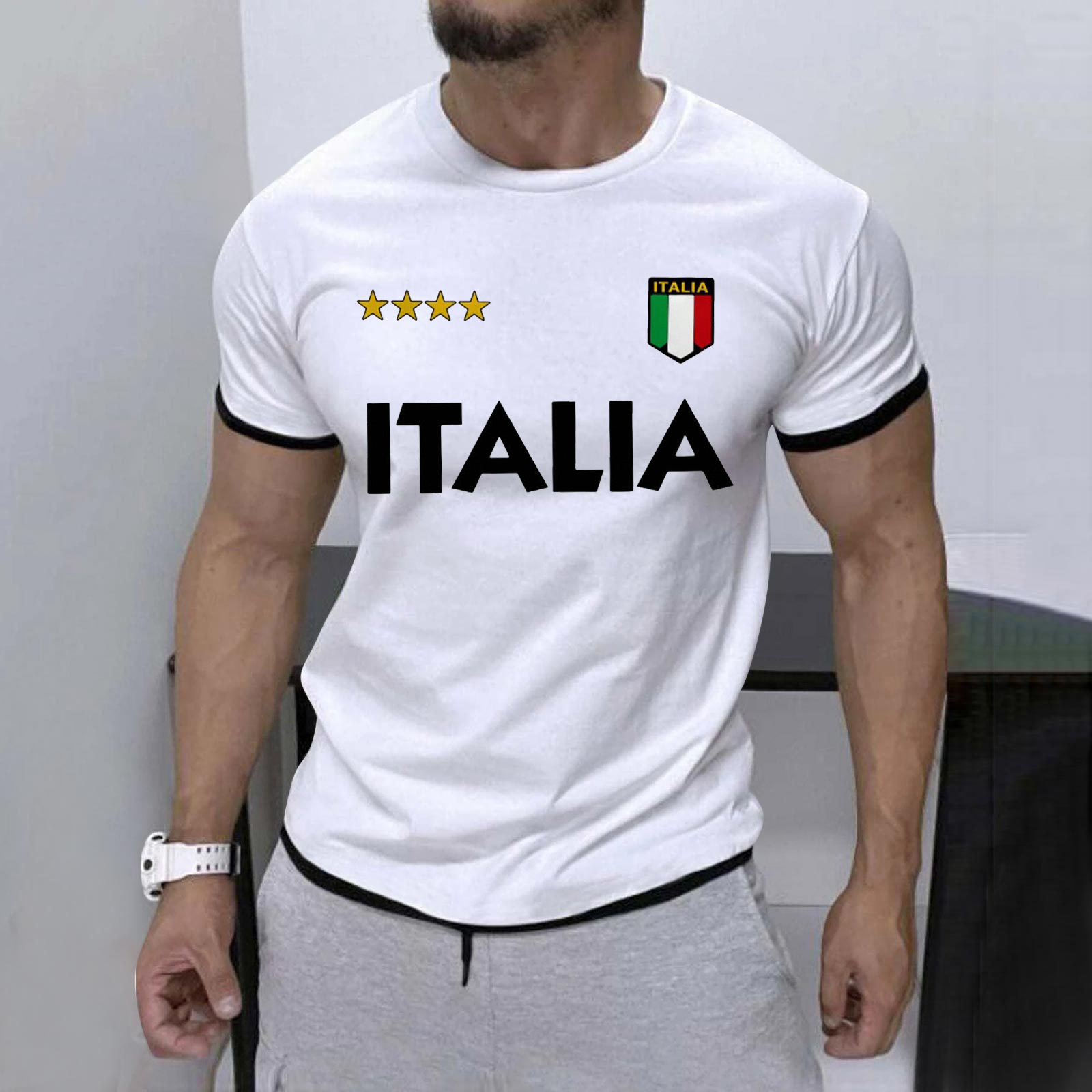  Italia Themed Casual T-Shirt for Men - Perfect for Sports Fans and Everyday Wear
