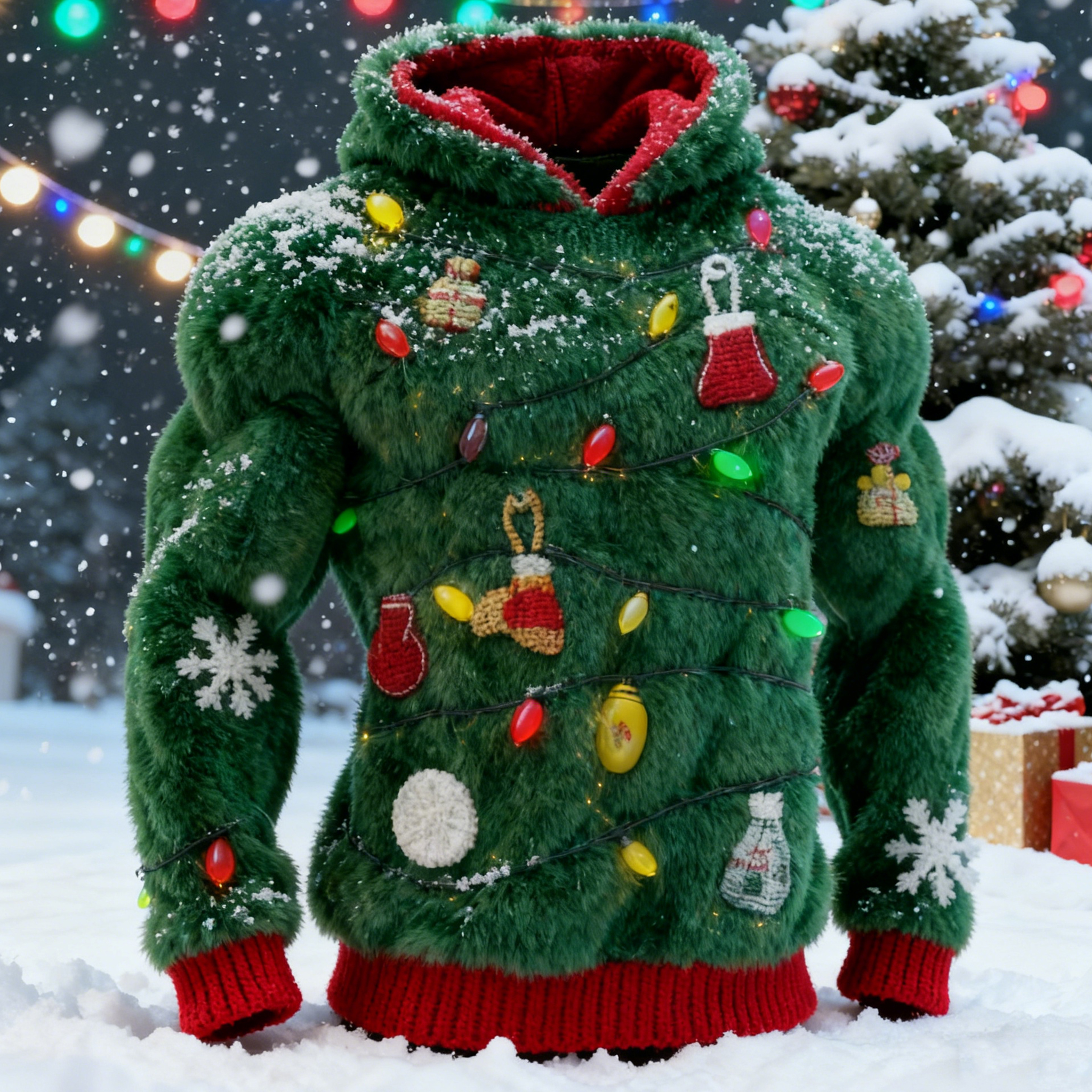 Men's Cosplay Christmas Tree Hooded Ugly Sweater elevenforest