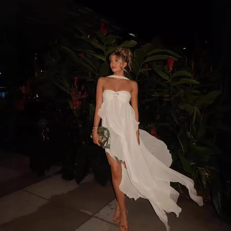 Nigikala Nigikala Women's Explosive Holiday Style French Romantic Fashion Lace-Up Neck Dress