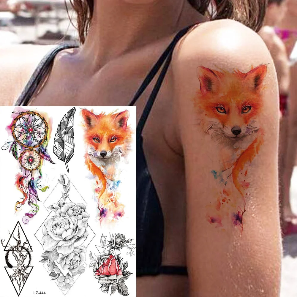 Watercolor Lavender Reed Morning Glory Flower Tattoos Temporary Women Sexy Custom Tattoo Stickers Flash Fake Girls Tato Ankle