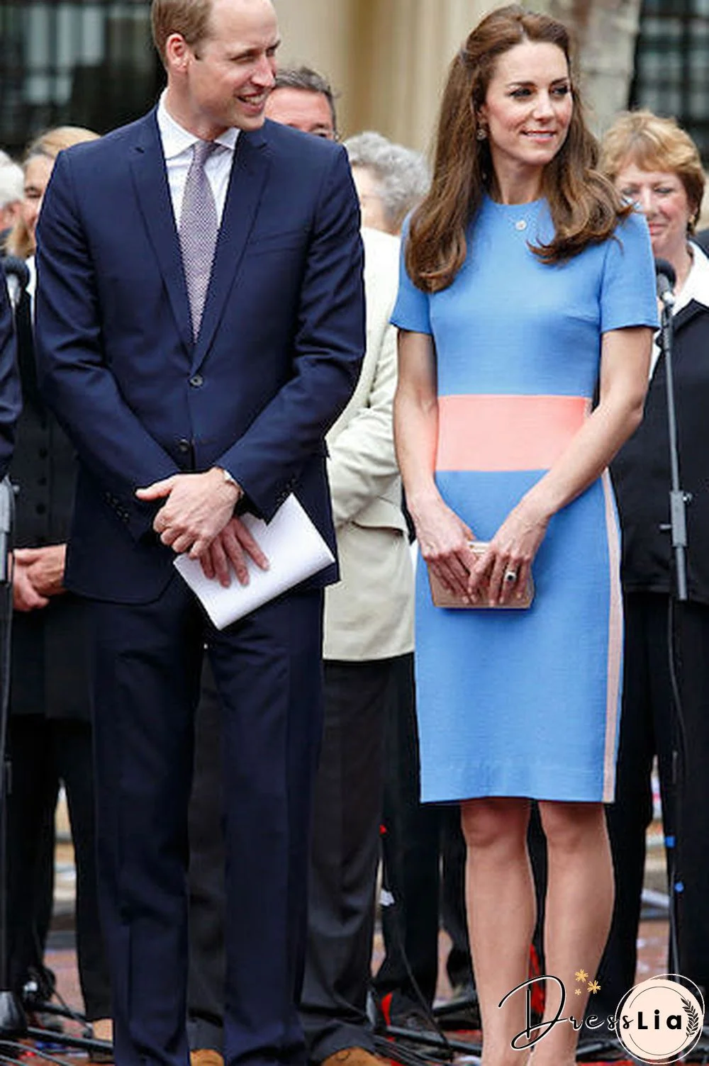 Kate Middleton Elegant Two-tone Fitted Dress