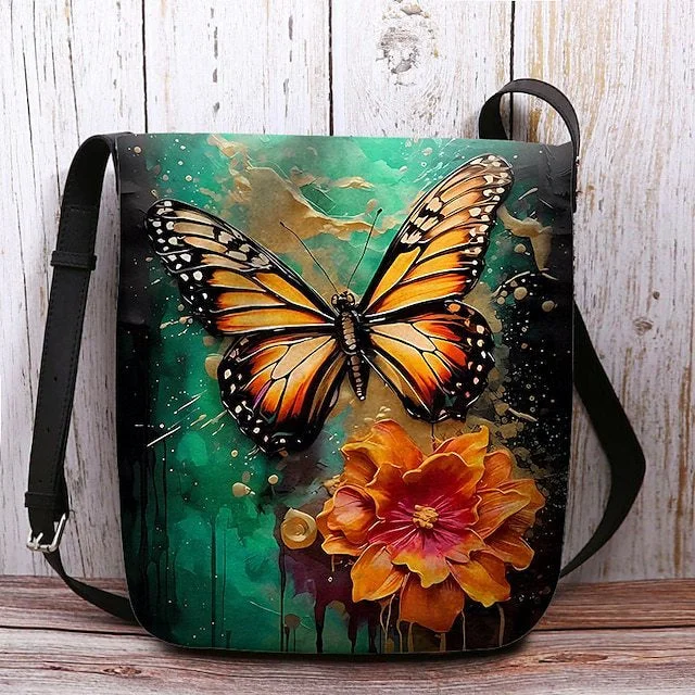 Style & Comfort for Mature Women Women's Floral Butterfly Print Crossbody Bag