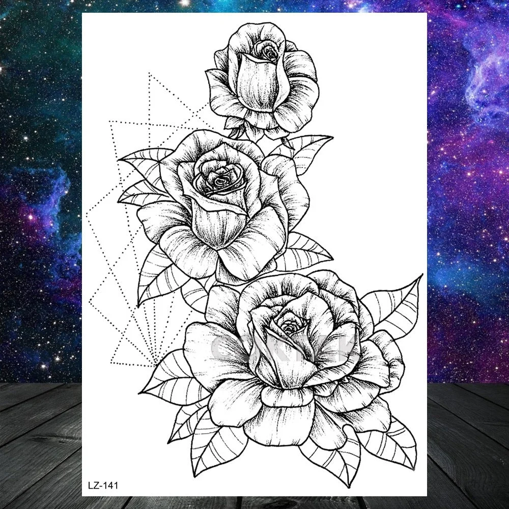 COKTAK Sexy Watercolor Lavender SweetPeas Flower Blossom Temporary Tattoos Sticker Fake Tattoo For Women Girl Art Daisy Tatoos