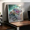 Beach Shimmering Beaded Turtle Special Shaped 5D DIY Partial Drill Diamond Painting Kits for Adults Beginners Home Decor Diamonds Dots Gem Art Kits 11.81 X11.81inch