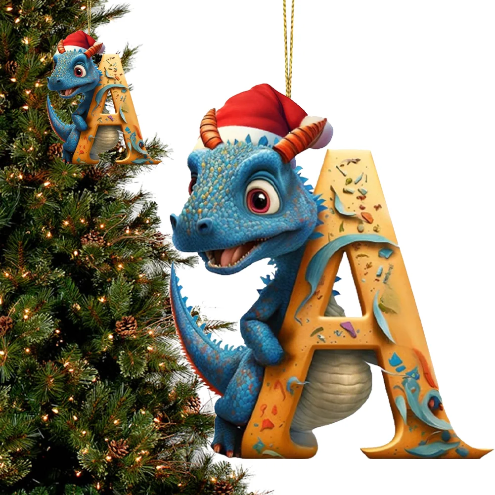 Christmas Cute Dragon Pendants Acrylic Letter Shaped Exquisite for Xmas Tree Car