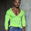 Men's Casual Deep V-neck Super Stretch Comfortable Breathable Long-sleeved T-shirt Casual Fitness Daily T-shirt Club Se by Inlyline