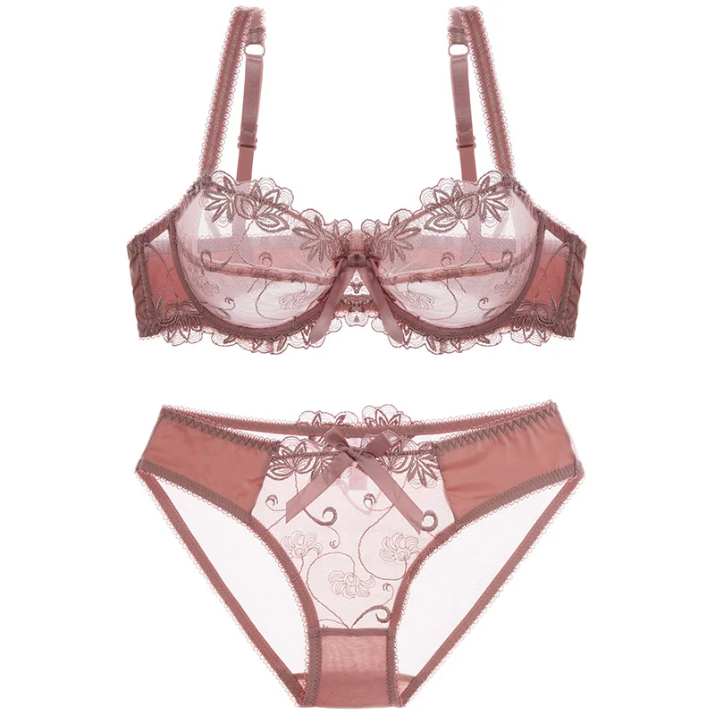 Churchf Women's Summer Sexy Bra Transparent Lace Bra Set Butterfly Butterfly Ultra Thin Airable Size Underwear