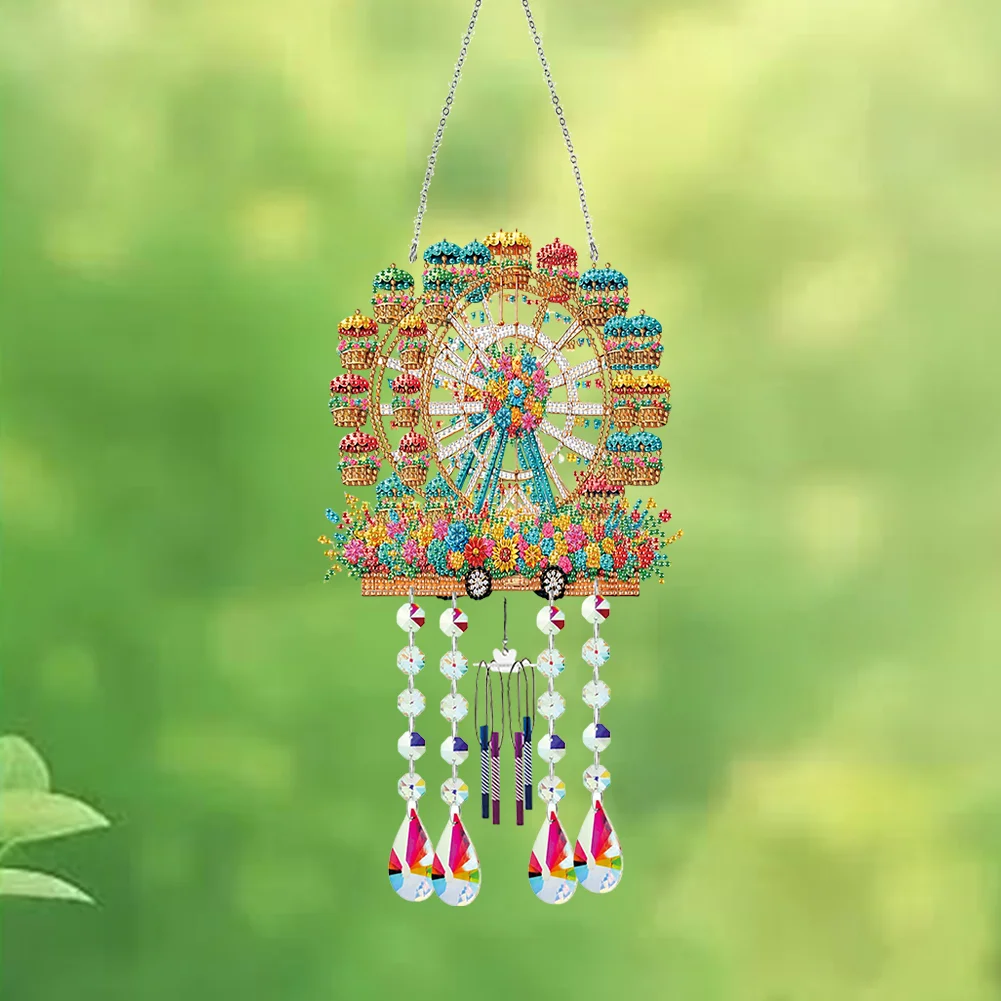 Double Sided Ferris Wheel 5D DIY Diamond Art Painting Wind Bell Hanging Sign