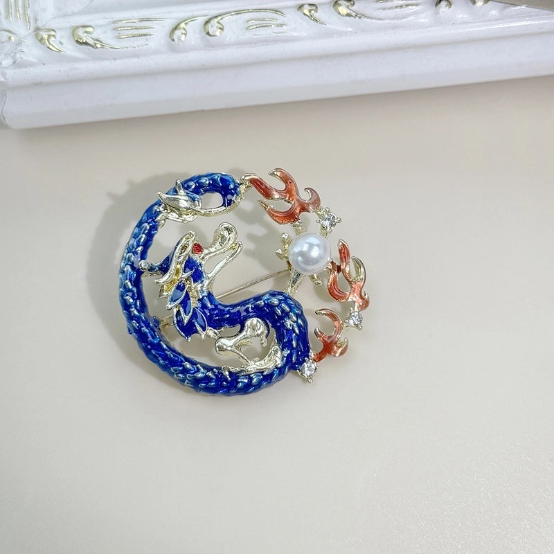 IG Style Ethnic Style Pin Dragon Zinc Alloy Plating Inlay Rhinestones Pearl Women’s Brooches