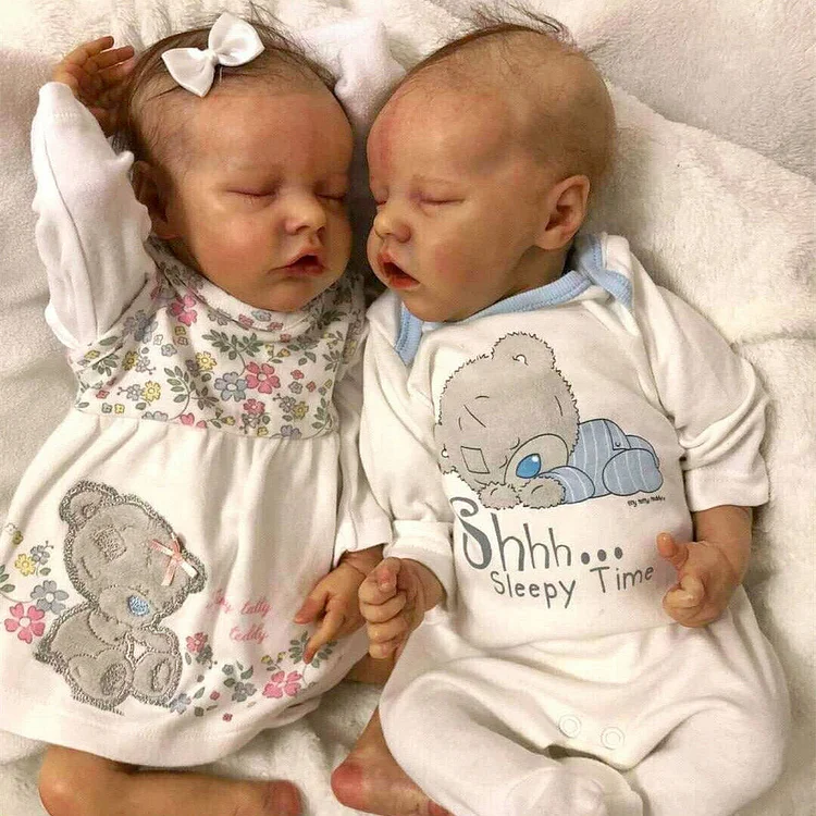 17" Adorable Weighted Realistic Rebron Newborn Baby Twin Girls Named Nancy and Queena With Coo and Hearbeat Rebornartdoll® RSAW-Rebornartdoll®
