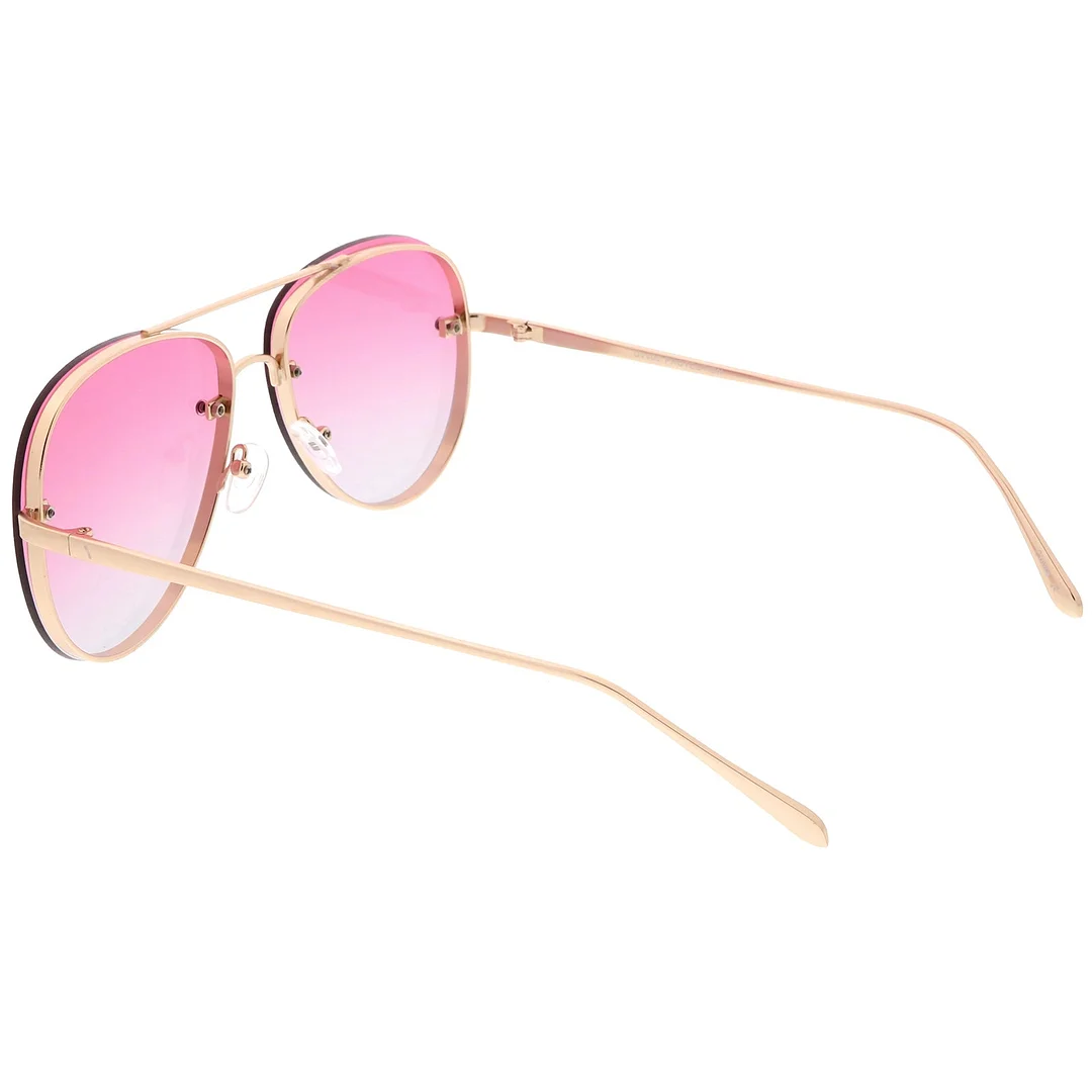 Oversize Rimless Aviator glasses Thick Frame Gradient Flat Lens 60mm