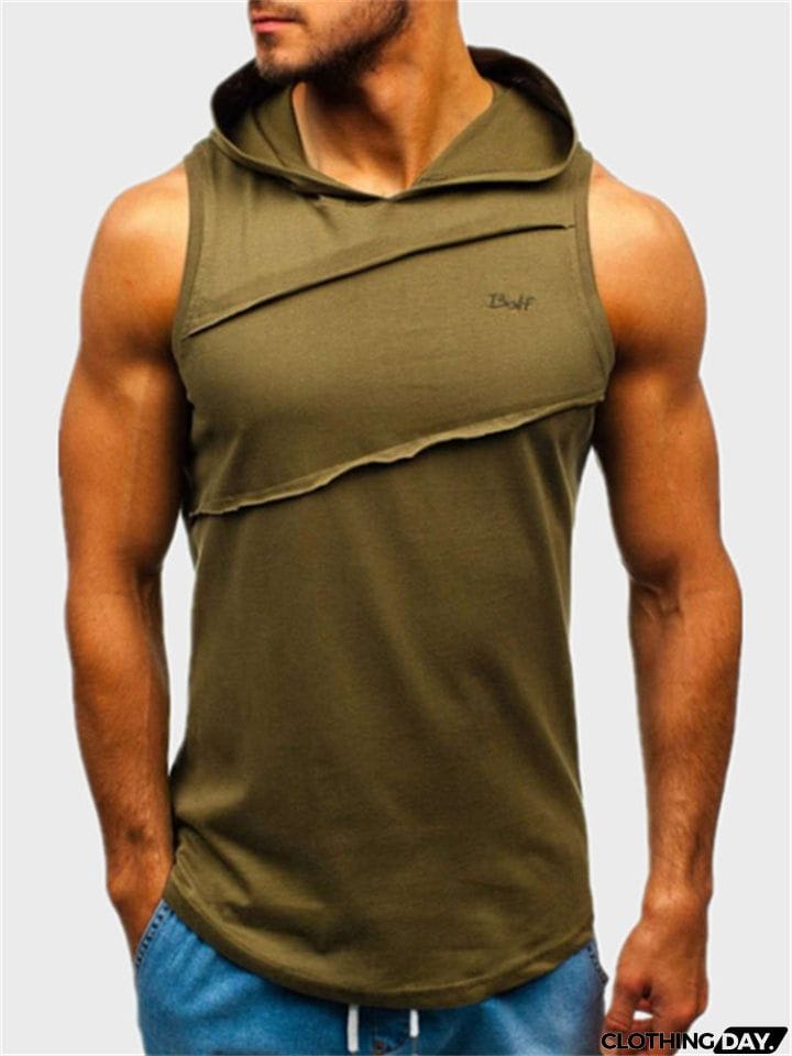 Popular Pullover Sports Fitness Sleeveless Hoodie Mens