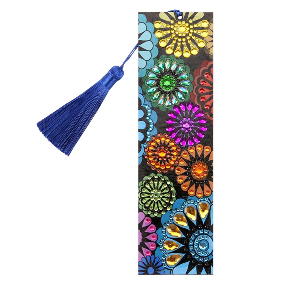 DIY Flower Diamond Painting Leather Tassel Bookmark