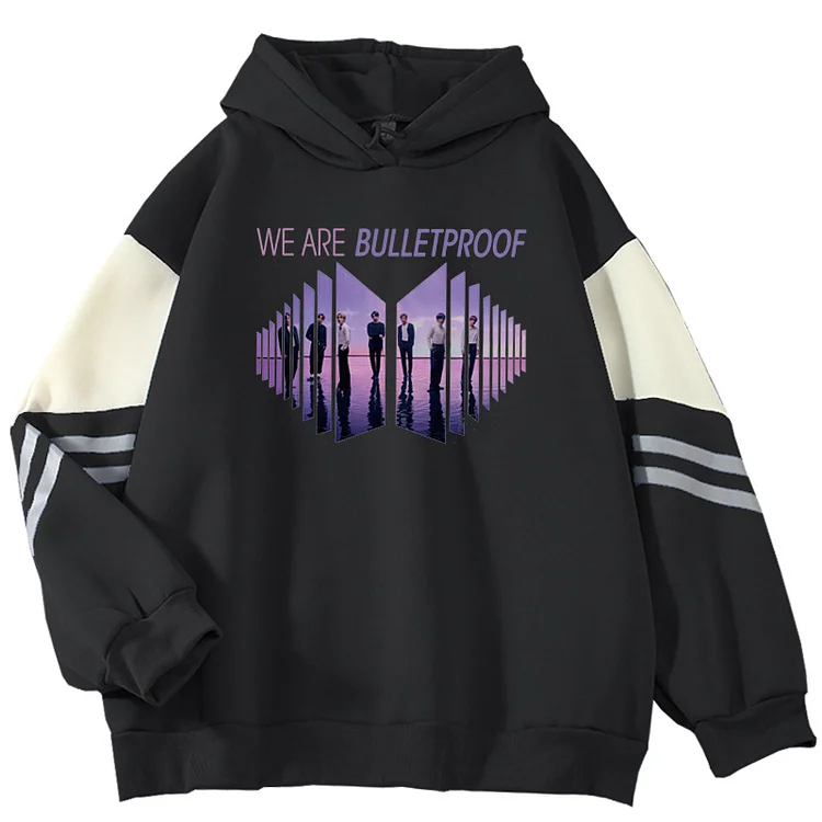 BTS Bulletproof Print Colorblock Hoodie