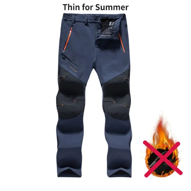 Men's Pants Winter Fleece Warm Oversized Outdoor Hiking Camping Sports Trousers Casual Soft Waterproof Cargo Pants Plus Size