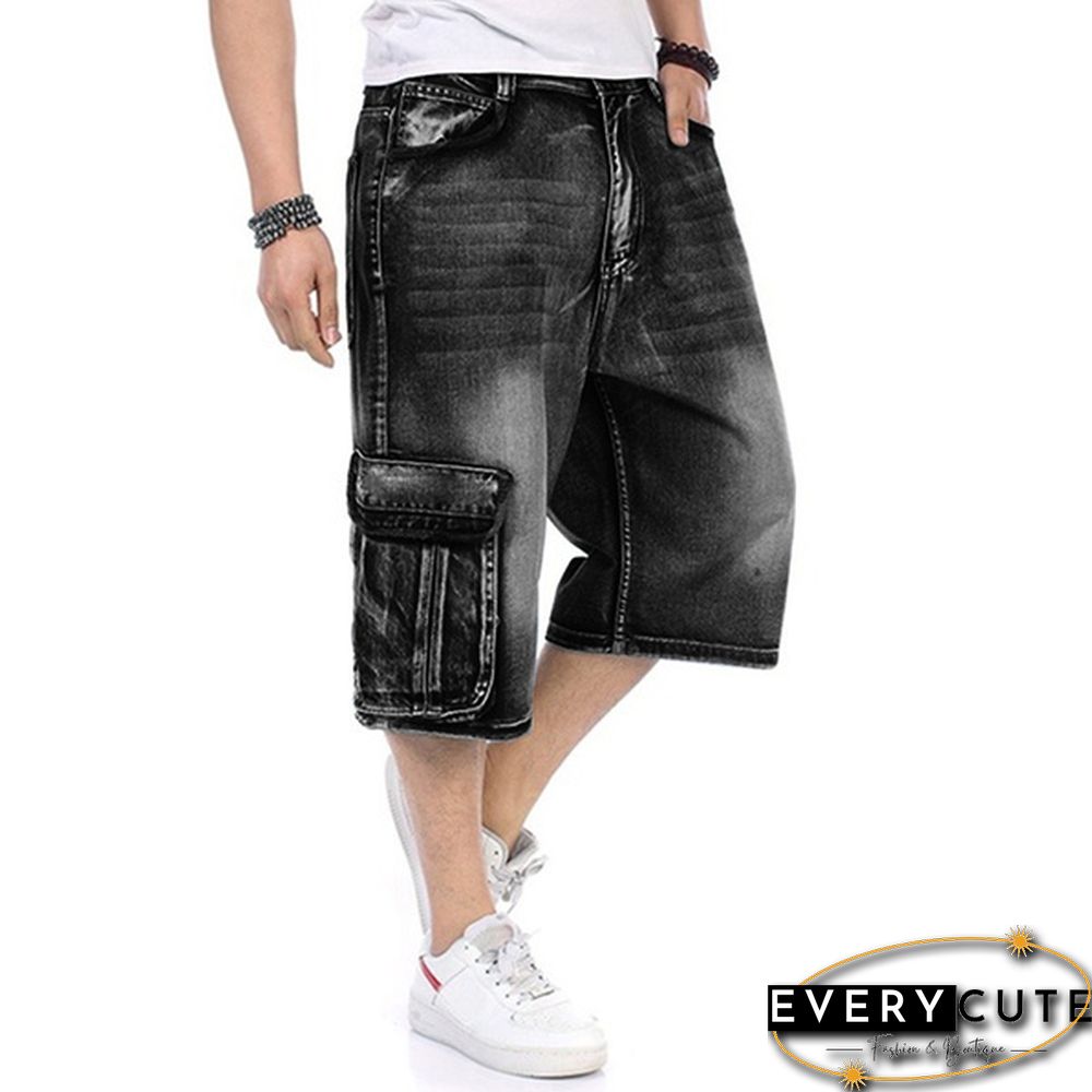 Plus Size S-5XL Men's Fashion Shorts Cargo Jeans Denim Shorts Casual Loose Style Waist Jean Shorts Size