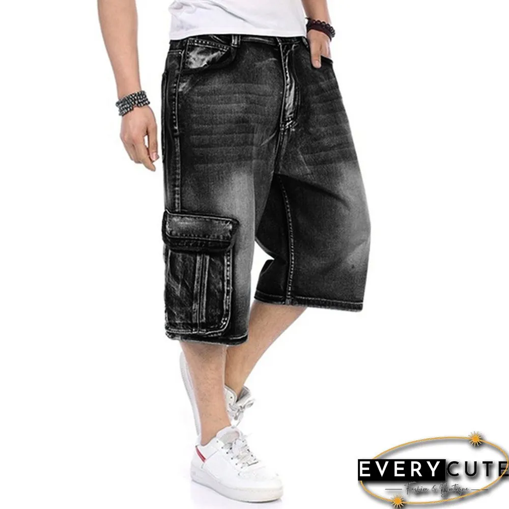 Plus Size S-5XL Men's Fashion Shorts Cargo Jeans Denim Shorts Casual Loose Style Waist Jean Shorts Size