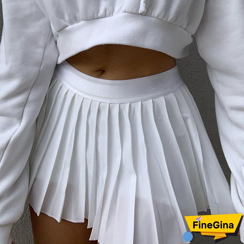 White Pleated Skirt Short Woman Elastic Waist Mini Skirts Sexy Mircro Summer Embroidery Mini Tennis Skirt New Preppy