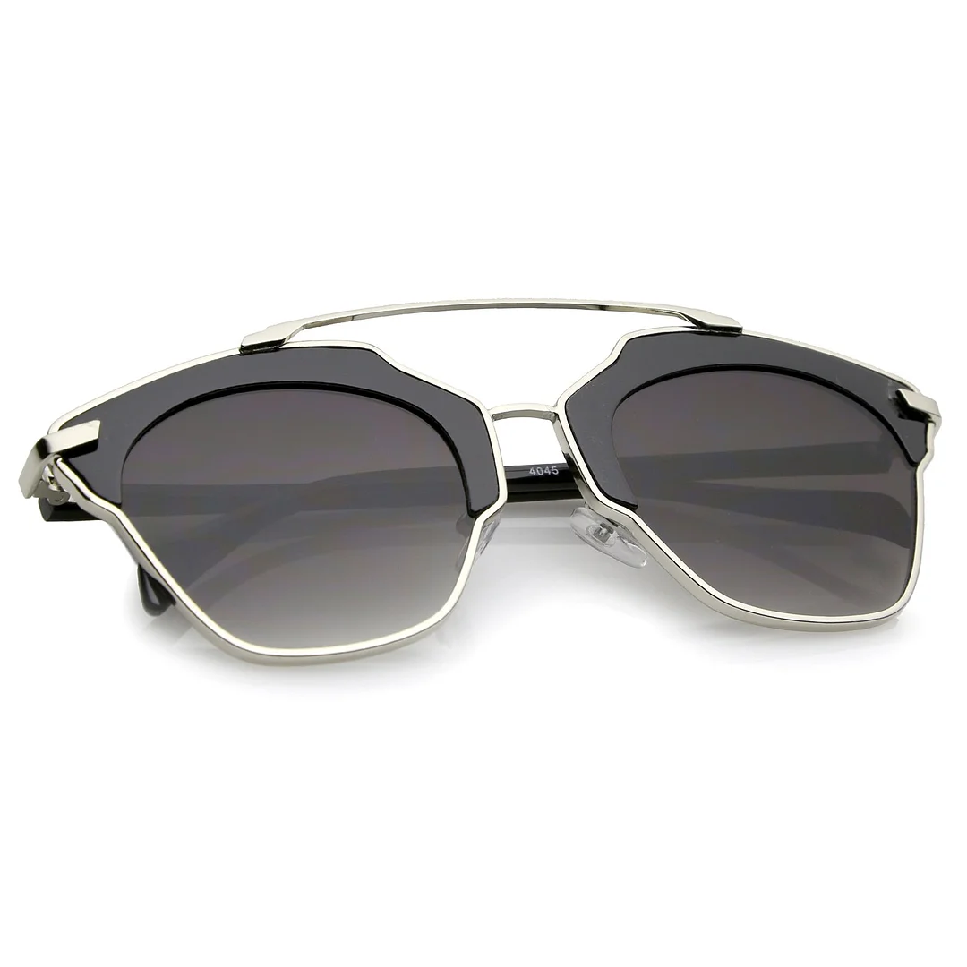 High Fashion Two-Toned Pantos Crossbar Neutral-Colored Lens Aviator glasses 52mm