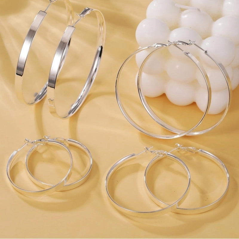 1 Pair Exaggerated Streetwear Solid Color Brass 14K Gold Plated Hoop Earrings