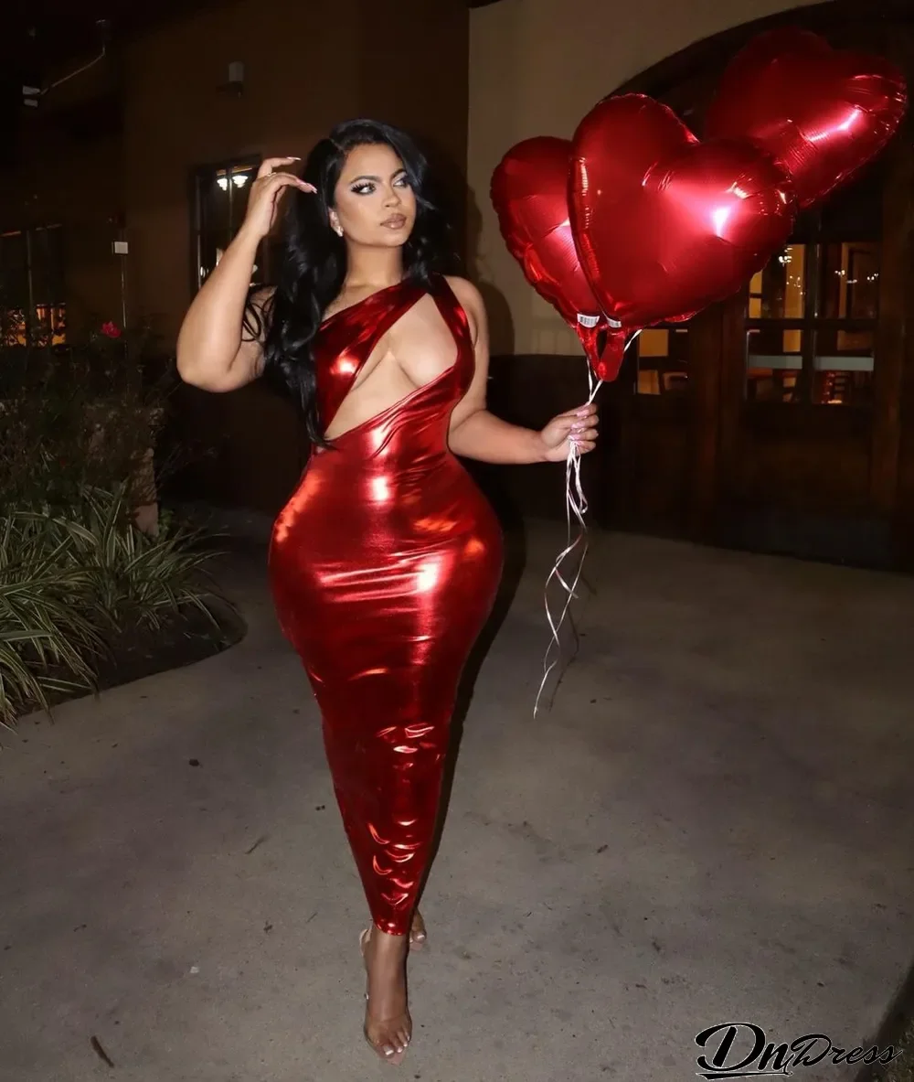 Sexy One Shoulder Hollow Party Club Maxi Dress