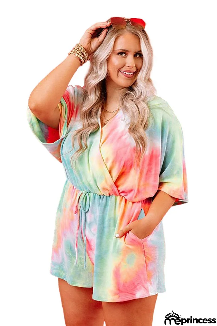 Multicolor Tie Dye Plus Size Romper