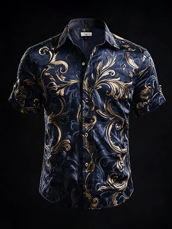 Men's Retro Gothic Pattern Short Sleeve Shirt 