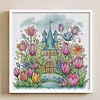 [Limited stock-Cross Stitch]Flower Castle 1-Partial Embroidery 2 Strands 14CT Stamped Cross Stitch-42*40CM