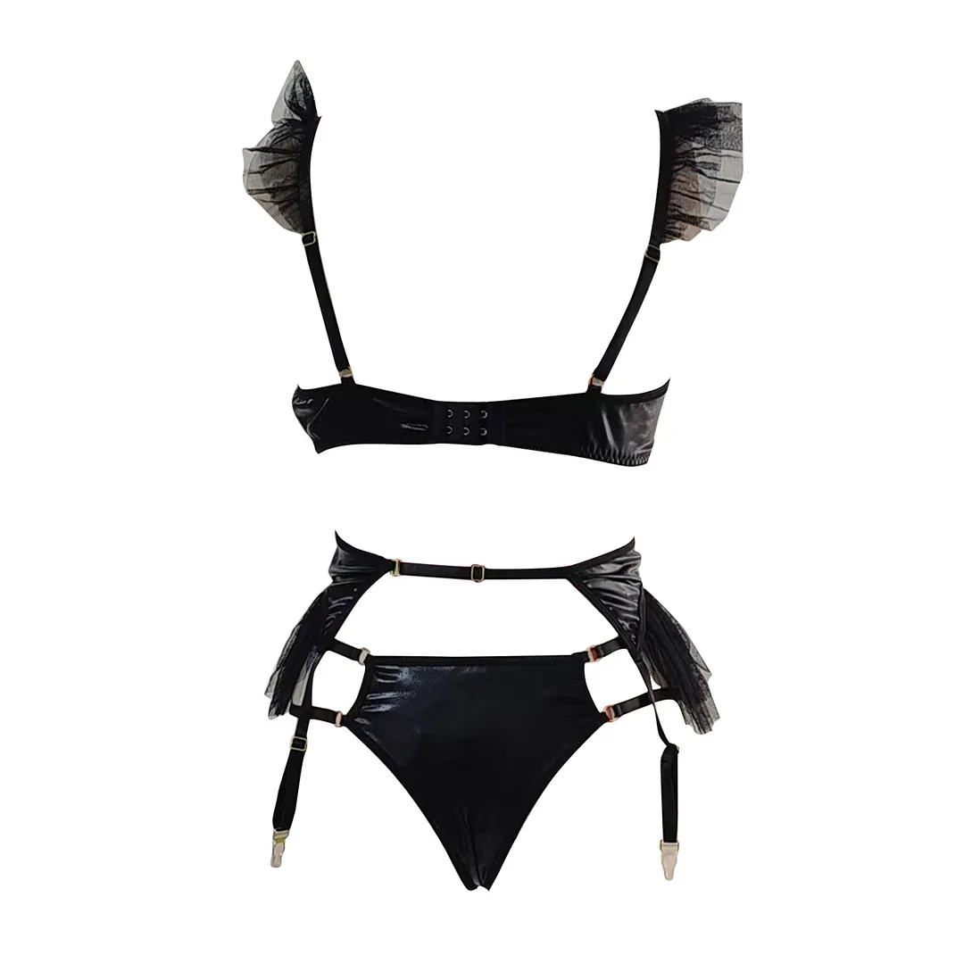 Churchf Sex Lingerie Sexy Lacquered Spliced Lingerie Split Suit