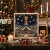 (20x20cm)Xmas Snow Town DIY Pearl Painting Art With Inner Wooden Framed Kit