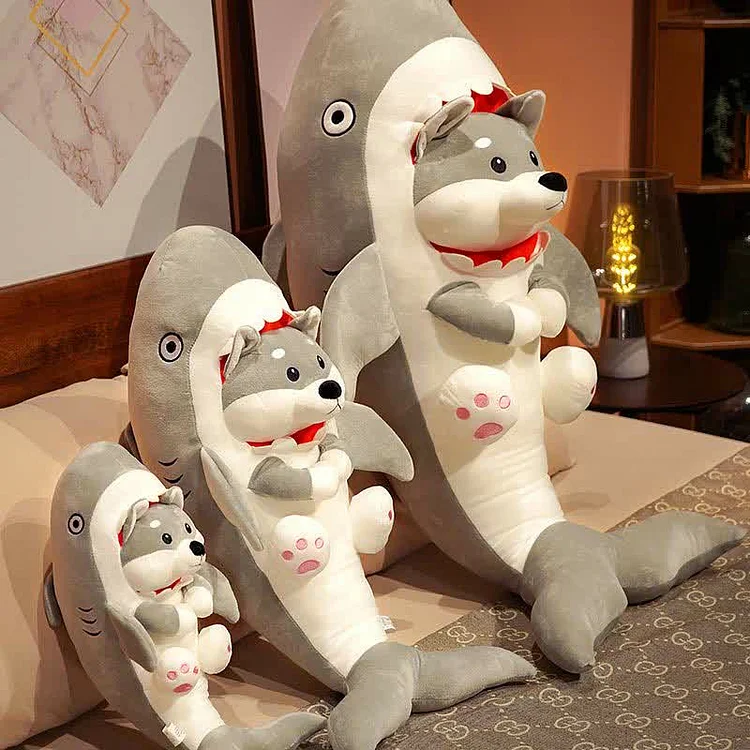 Lovely Cartoon Shark Puppy Pattern Pillow Plush Toy - Modakawa Modakawa