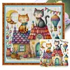 Cat And House-11CT Stamped Cross Stitch 40*40cm/15.75*15.75in tapestrymarket