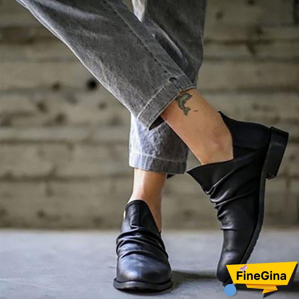 Slip-On Low Heel Casual Boots