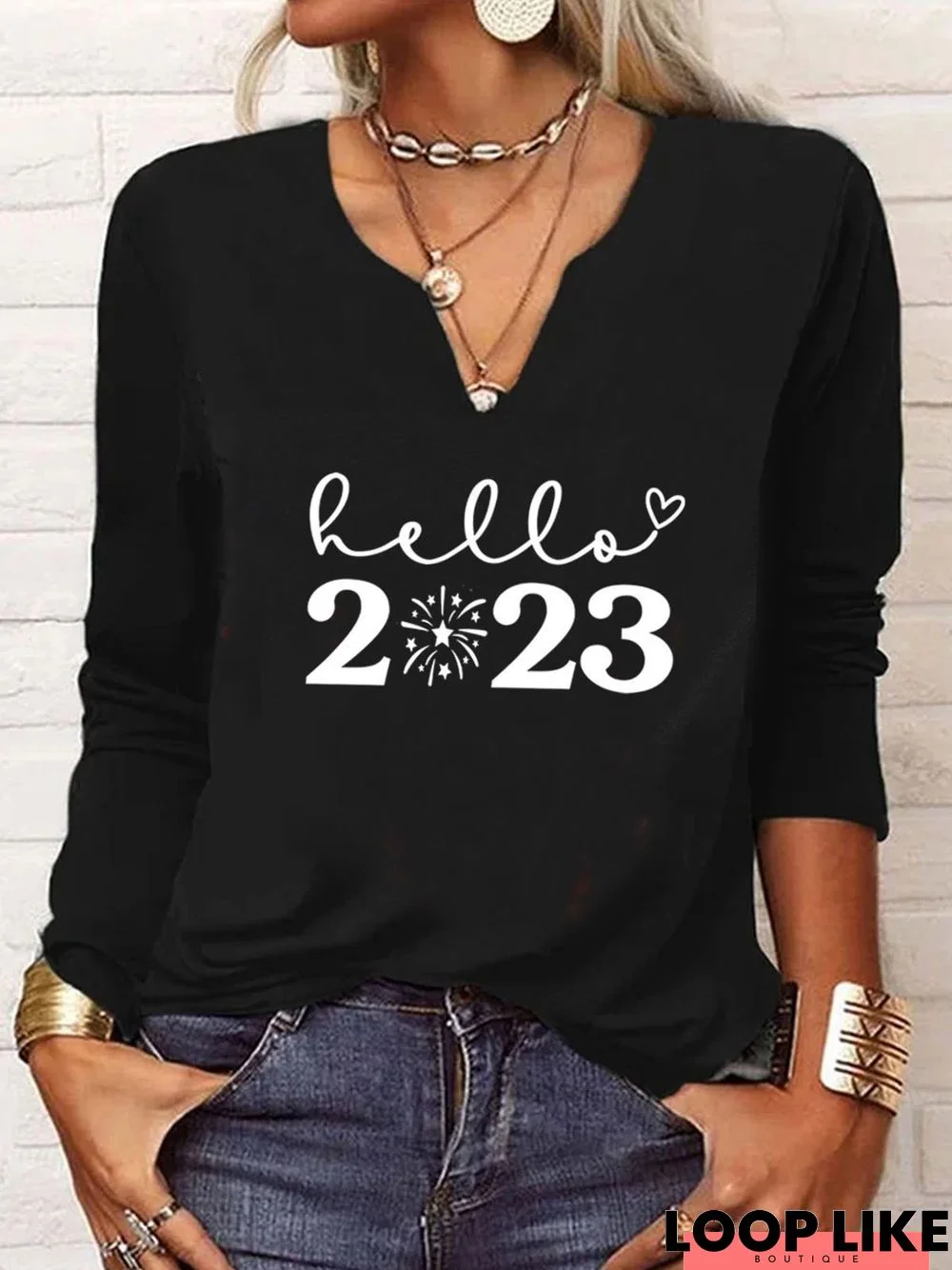 Jersey Loose Text Letters Printed Casual T-Shirt