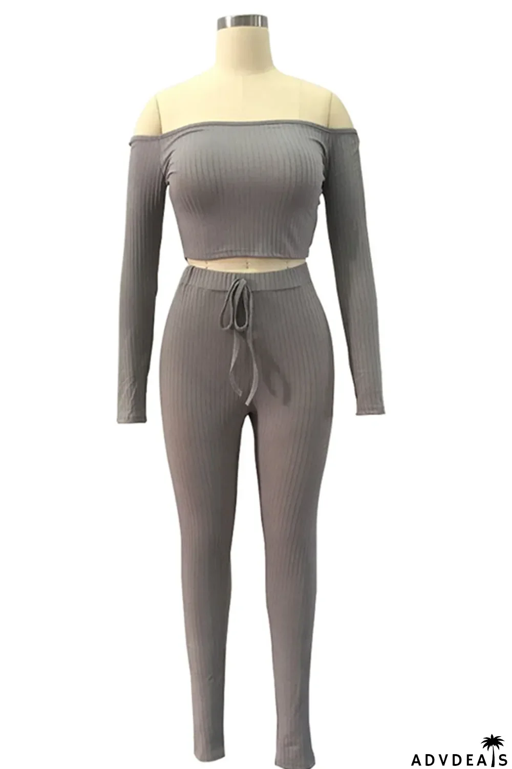 White Sportswear Solid Split Joint Bateau Neck Long Sleeve Two Pieces