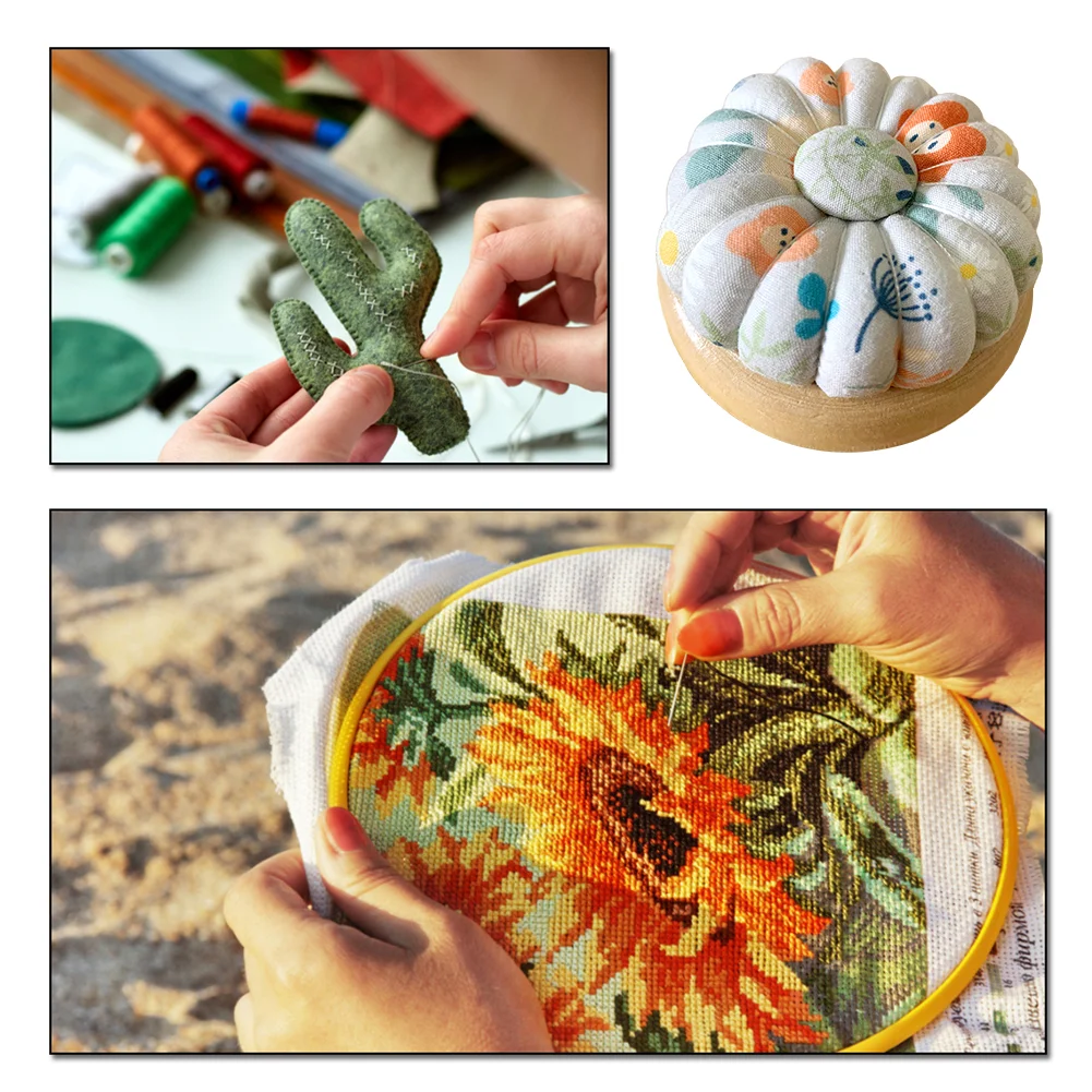 Pumpkin Shaped Magnetic Needle Pin Cushion Holder DIY Craft(Random Pattern)