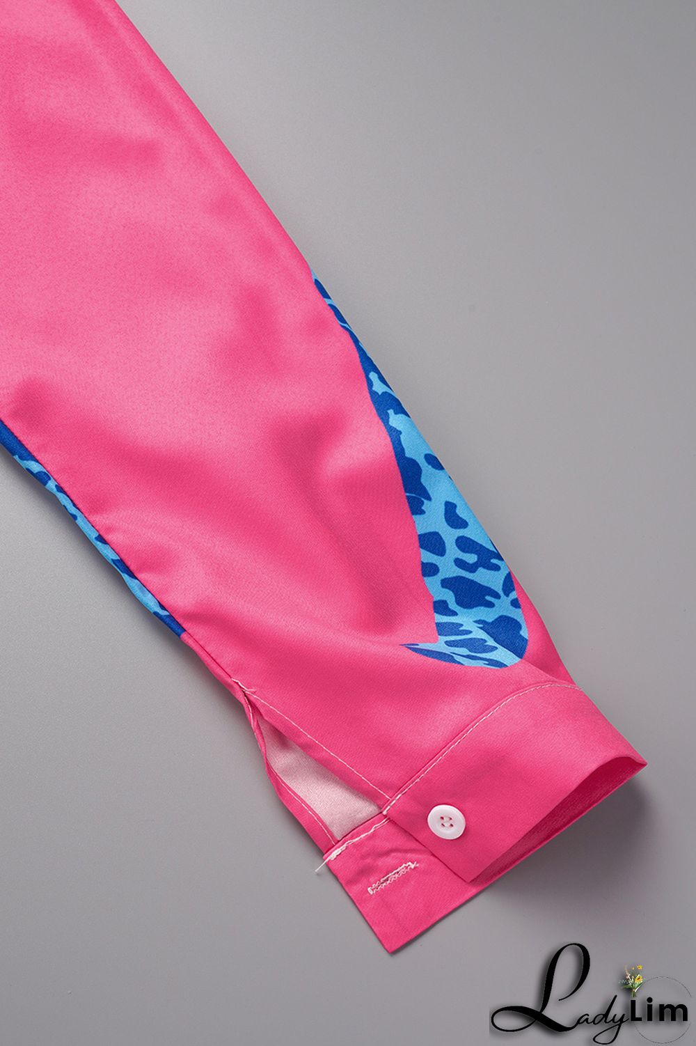 Rose Red Casual Street Print Patchwork Buckle Turndown Collar Tops