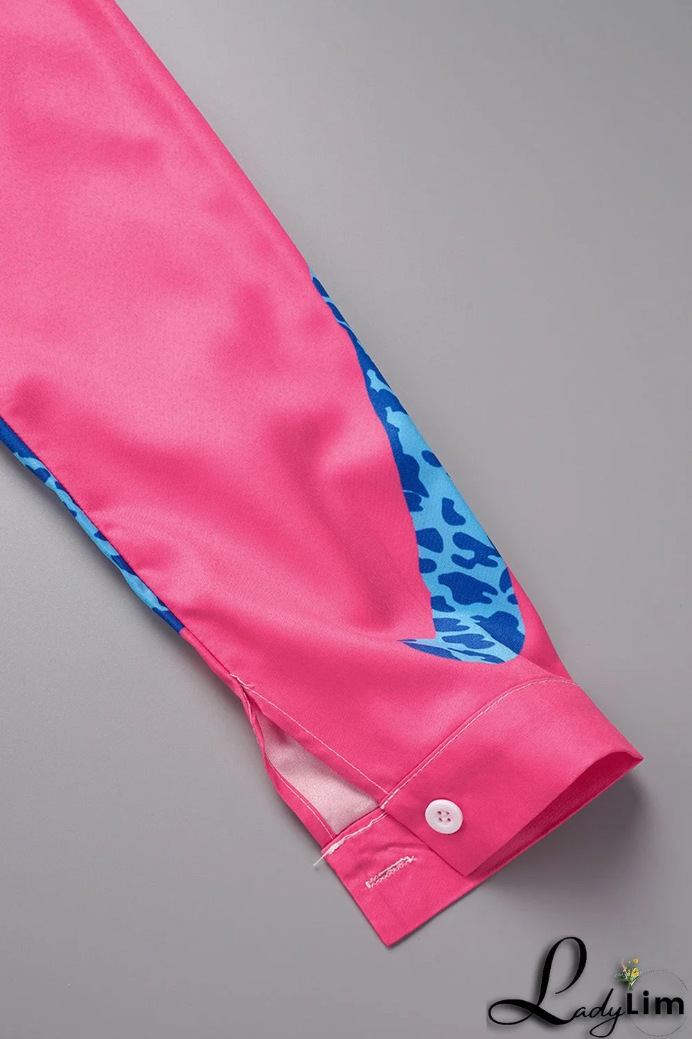 Rose Red Casual Street Print Patchwork Buckle Turndown Collar Tops