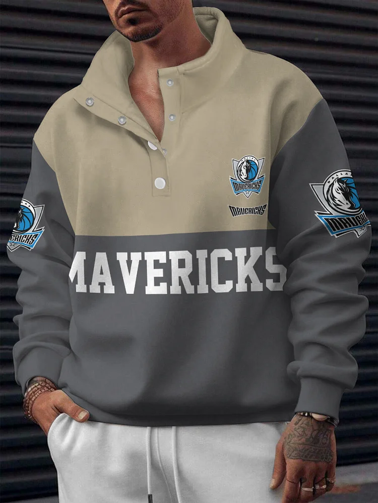 Dallas Mavericks 2025 New Design Casual Snap Mockneck Pullover