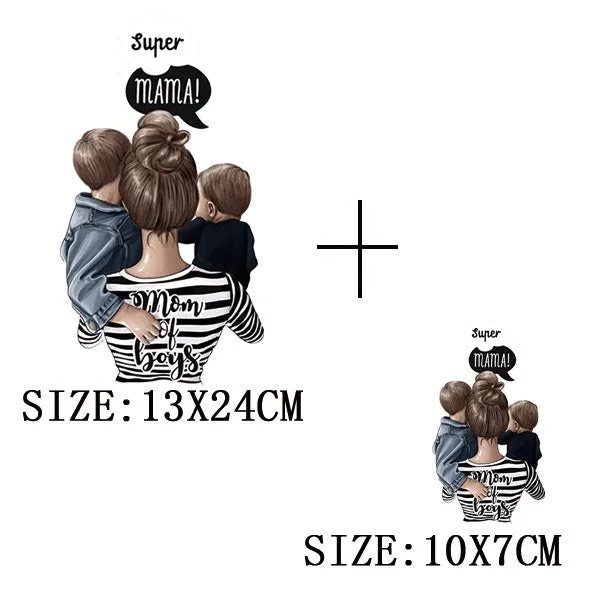 Mom&Baby Iron On Transfer For Woman Clothing DIY Washable Thermal Stickers On T-shirt Lovely Design Appliqued Patches On Clothes